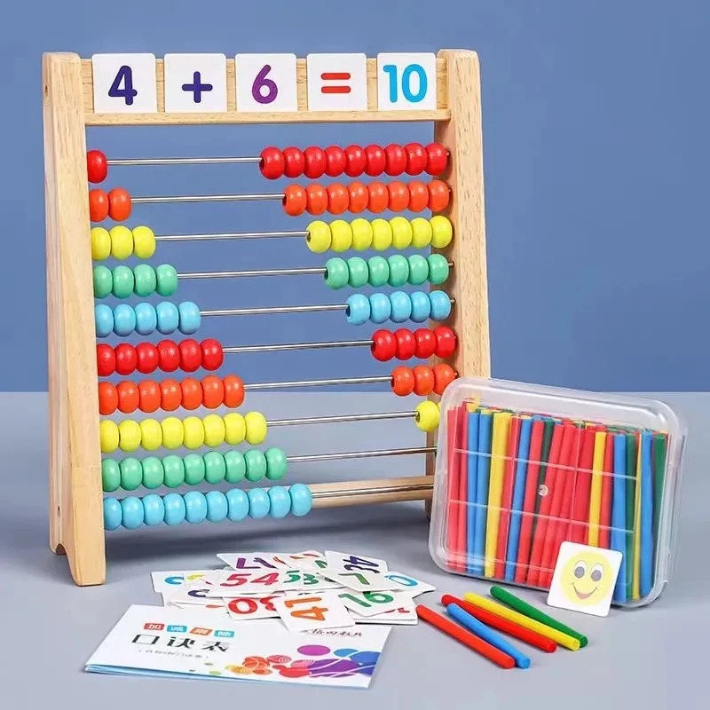 Abacus Counting Bead - 木製カウントおもちゃそろばんモンテッソーリ教育数学おもちゃ子供レインボーカウントビーズ加算減算操作学習