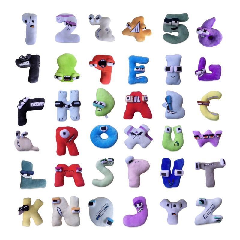 Kids Education Alphabet Numbers - 26個入り アルファベット＆数字ぬいぐるみセット 面白い顔のぬいぐるみ人形 教育装飾 A-Z 数字＆文字