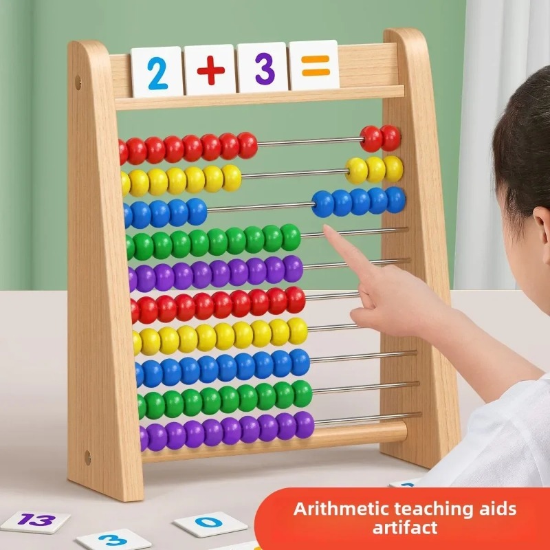 Abacus Counting Bead - 木製そろばん教育数学玩具子供用レインボーカウンティングビーズ数字算数計算パズルモンテッソーリ学習玩具