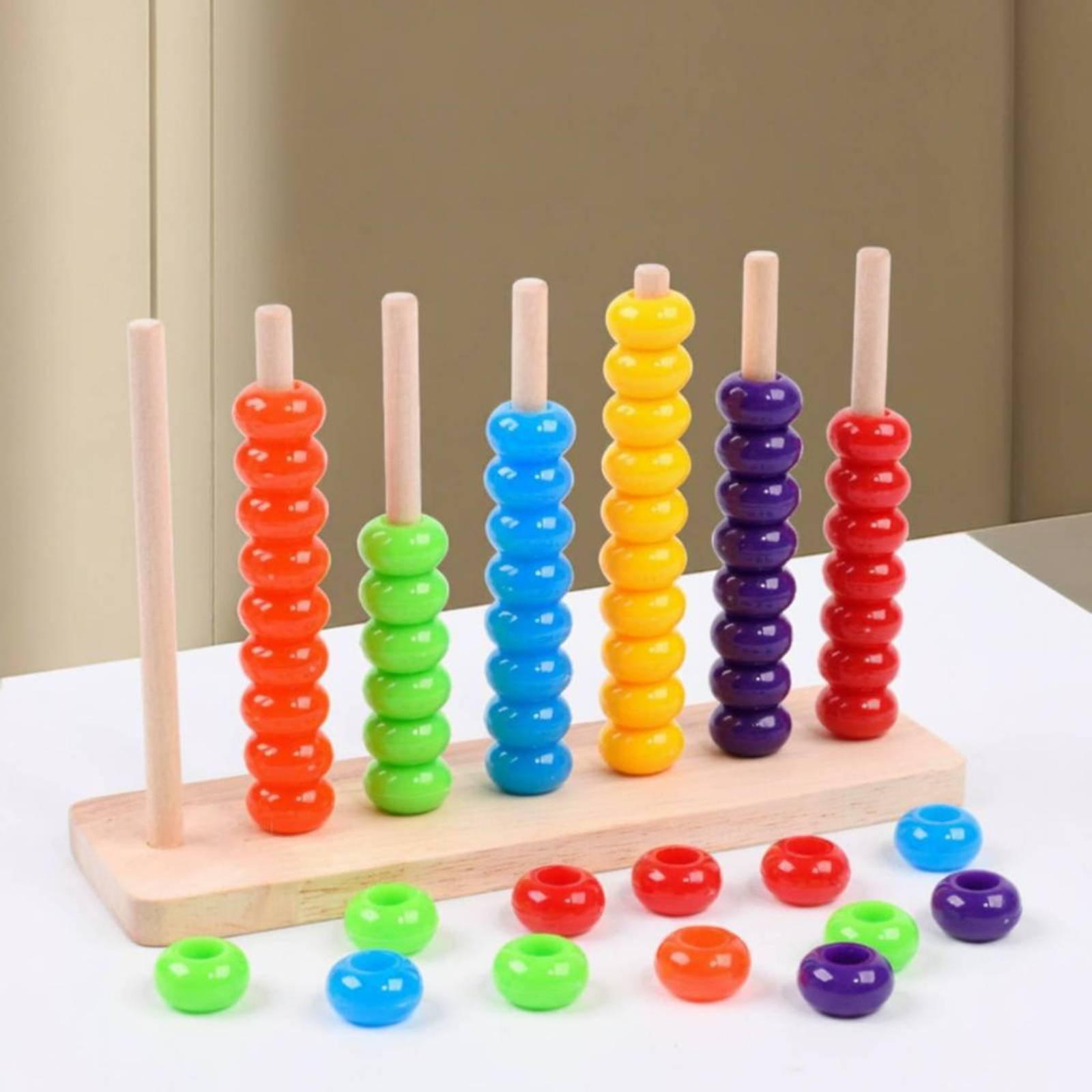 Abacus Counting Bead - 色分けそろばん 早期学習ビーズカウントフレーム 木製ビーズ数学おもちゃ カラフルな木製そろばん 幼稚園向け教育玩具