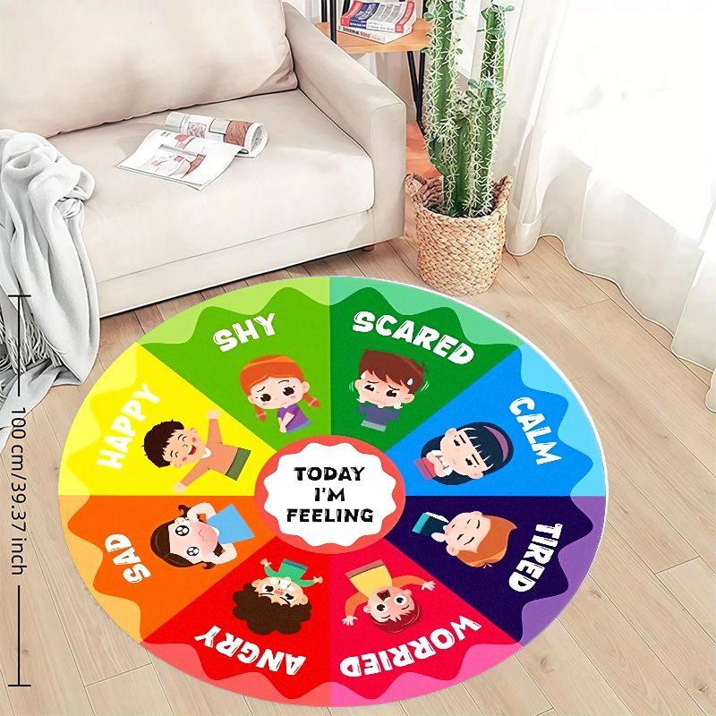 感情の輪 キッズラウンドラグ フランネル製 幼児部屋用感情チ - Kids Education Room のレビューと価格