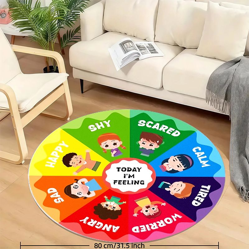 感情の輪 キッズラウンドラグ フランネル製 幼児部屋用感情チ - Kids Education Room のレビューと価格