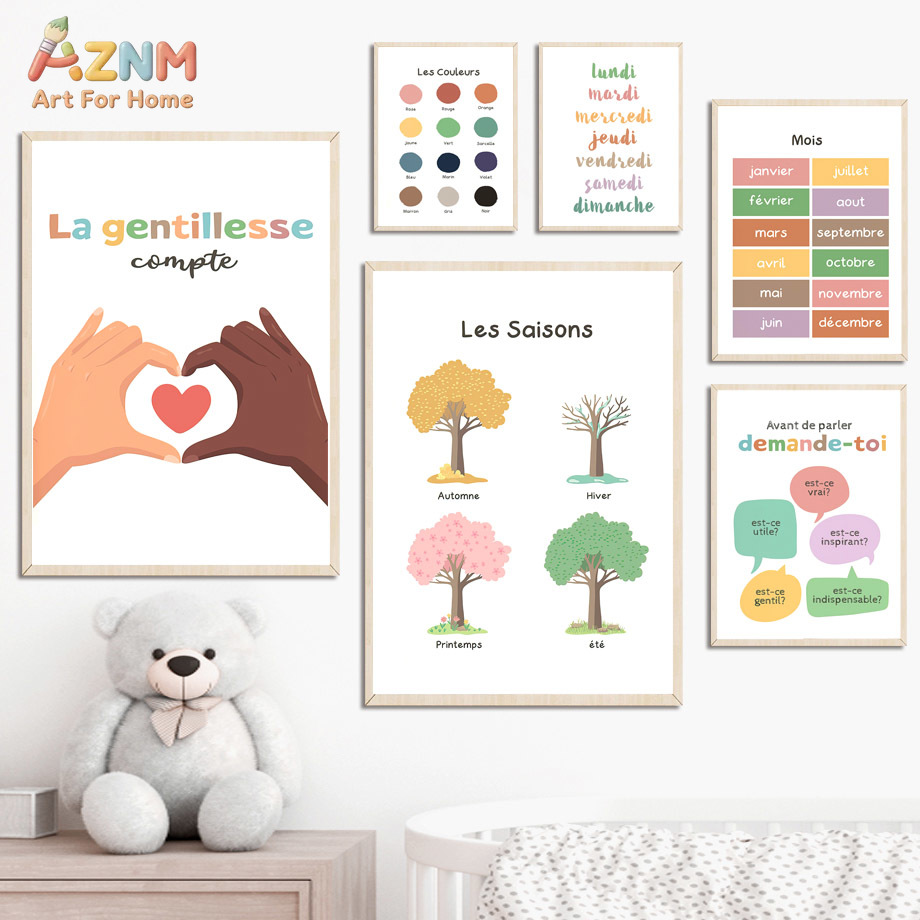 AZNM フランス製子供向け教育用キャンバスウォールアート  - Kids Education Alphabet Numbers のレビューと価格