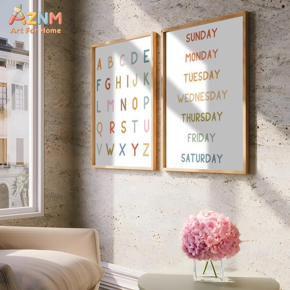 AZNM 教育用アルファベット数字フレームレスキャンバスウォ - Kids Education Alphabet Numbers のレビューと価格