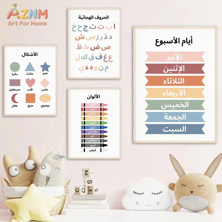 AZNM アラビア語教育用キッズキャンバスウォールアート、ア - Kids Education Alphabet Numbers のレビューと価格
