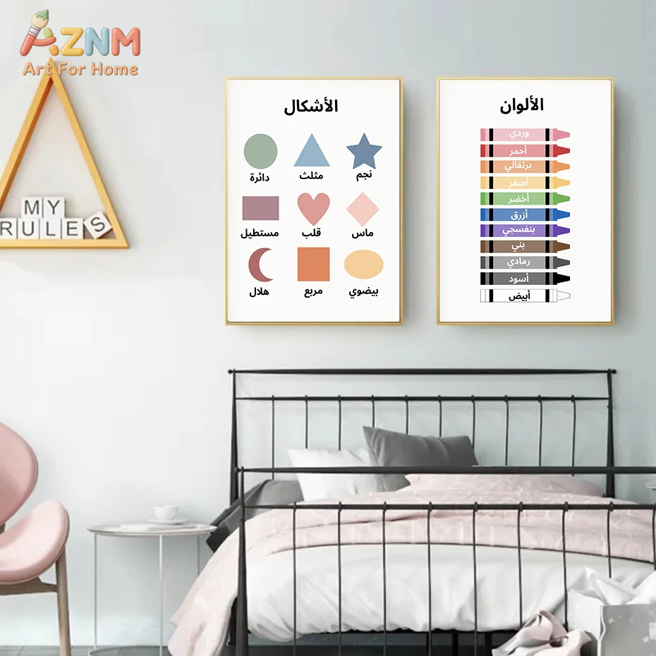 AZNM アラビア語教育用キッズキャンバスウォールアート、ア - Kids Education Alphabet Numbers のレビューと価格
