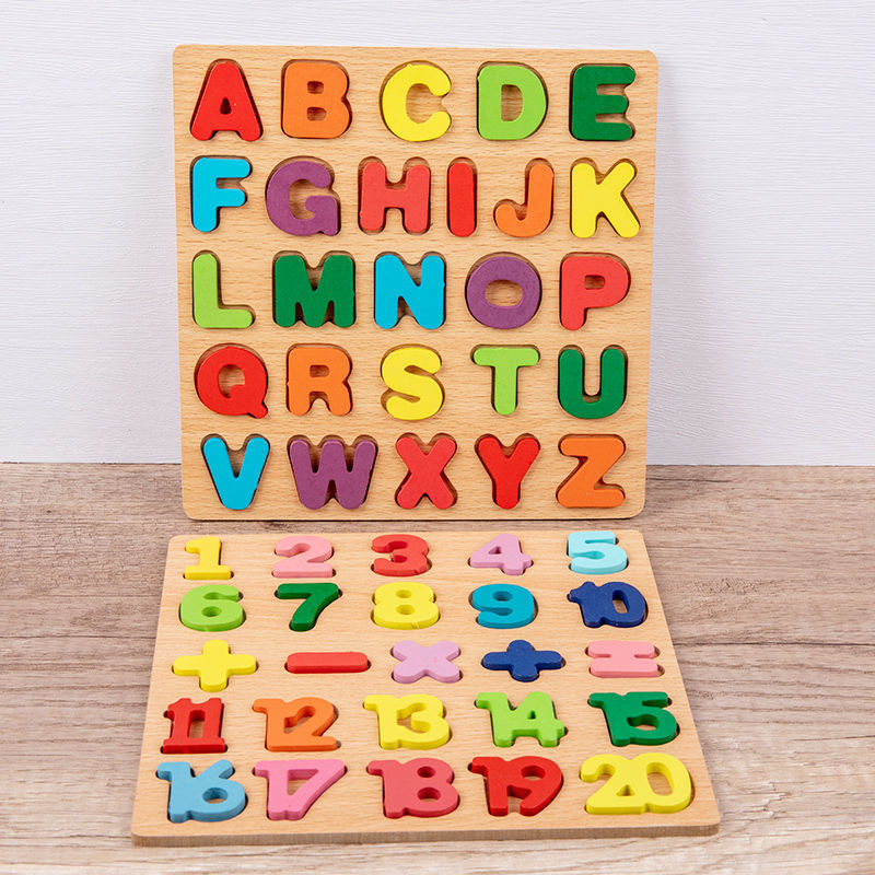 木製アルファベットパズルボード番号木製パズル幼児向け教育玩具 - Kids Education Alphabet Numbers のレビューと価格