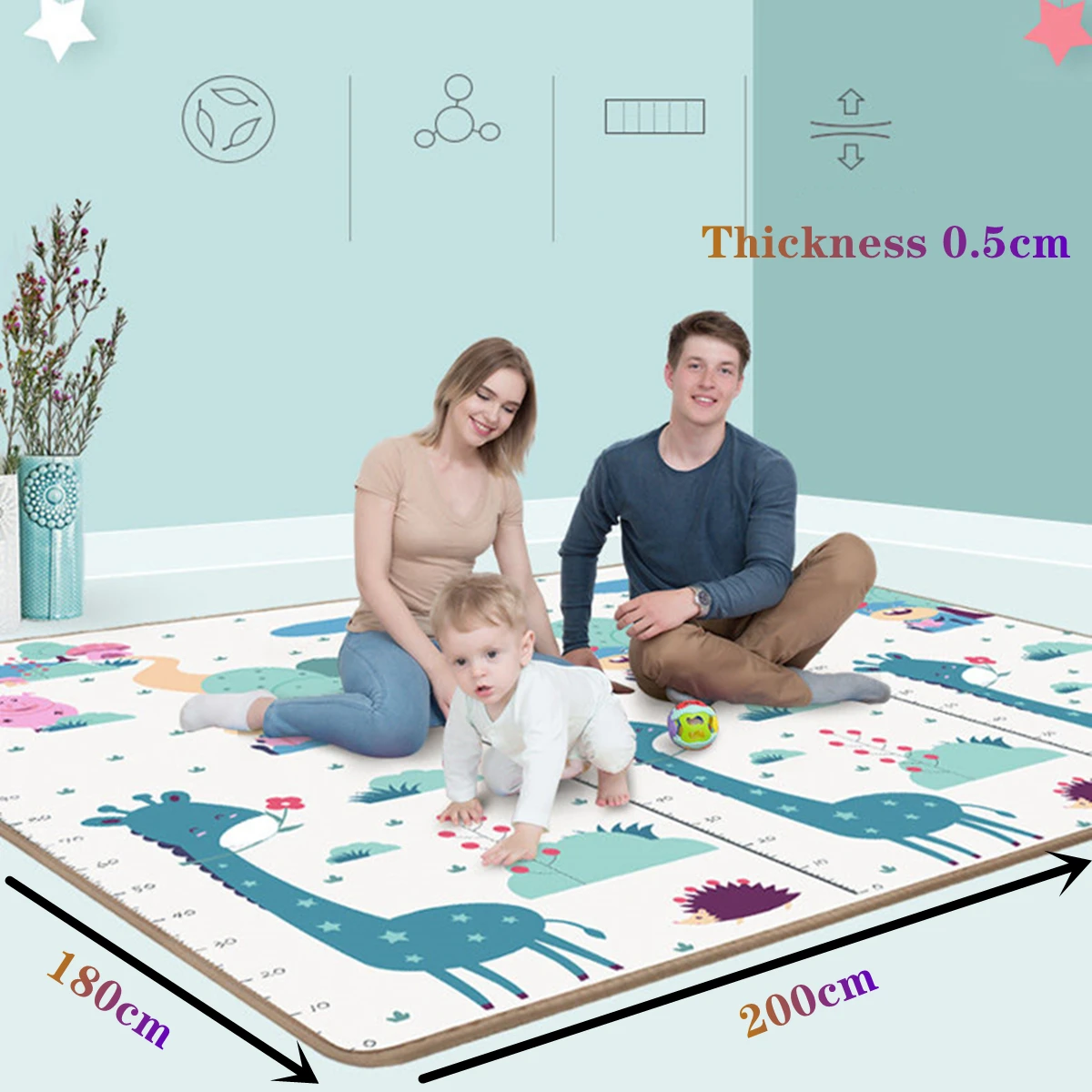 200x180cm 厚さ0.5cm ベビー プレイマット キ - Kids Education Allowance のレビューと価格